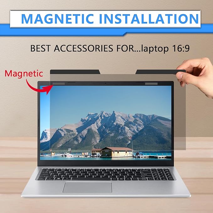 ZOEGAA Magnetic Privacy Screen Laptop 14 Inch, Compatible with HP Dell Xps Acer Asus Samsung Lenovo ThinkPad, for Removable 16:9 Widescreen Display Laptop Privacy Screen and Anti-Glare Protector