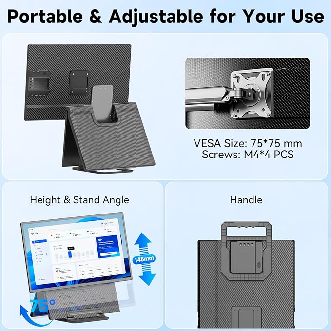 Portable Monitor 23.8" 100Hz for Work Gaming, 1080P FHD IPS Laptop Screen Extender with Rotable Stand & VESA, Laptop Monitor Extender USB-C HDMI Plug-Play for Mac Windows PS4/5 Switch Xbox Phone Pad