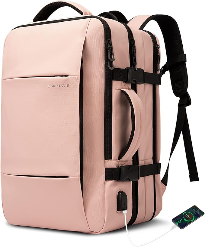 BANGE 35L Travel Backpack for Women, Carry On Backpack with USB Charging Port,17.3 Inch Laptop Backpack Flight Approved, College School Bag Casual Daypack for Weekender Business Hiking…