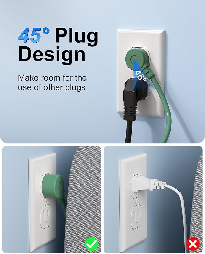 Travel Power Strip with USB C - 40W Charging Station with 2 Outlets 3 USB A & 2 USB C - Charger for Multiple Devices, 5Ft Flat Plug Extension Cord, Non Surge Protector for Cruise Travel Office(Green)