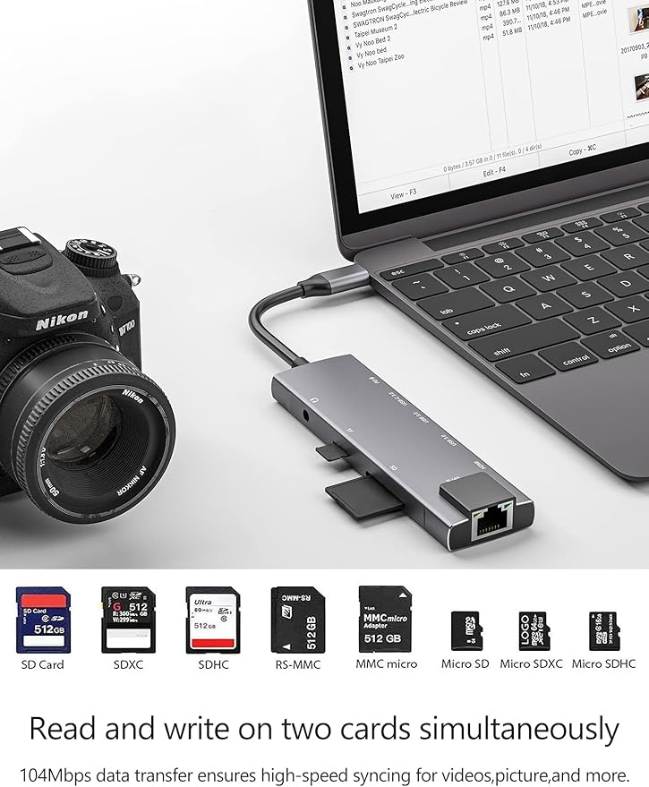 USB C Hub 9 in 1 Multiport Adapter w/Gigabit Ethernet,100W PD,4K@60Hz,2 USB 3.0,USB C 3.0 Data,SD/TF Card Reader,3.5mm Jack,Dongle Docking Station for MacBook iPad Pro iPhone 15 Steam Deck/Rog Ally