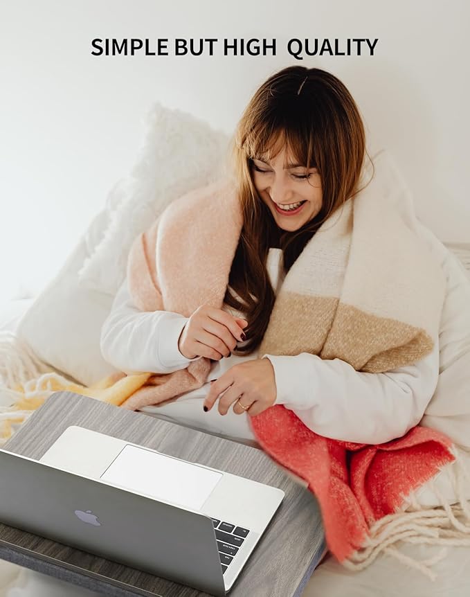 Portable Lap Laptop Desk with Pillow Cushion, Fits up to 15.6 inch Laptop, Lap Stand for Bed & Couch & Carpet, Book Tablet/Drawing Board/Computer Laptop Stand - Black Wood