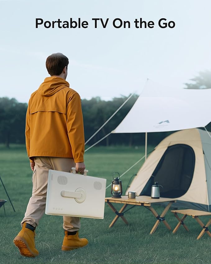 KTC 25 Inch Portable TV - Smart Touch Screen with Google Play, Android 14, Qualcomm 8G RAM+128G Storage, 1080P Smart Handy TV with 8MP Camera and Battery, Touchscreen Monitor for Camping, Bathroom