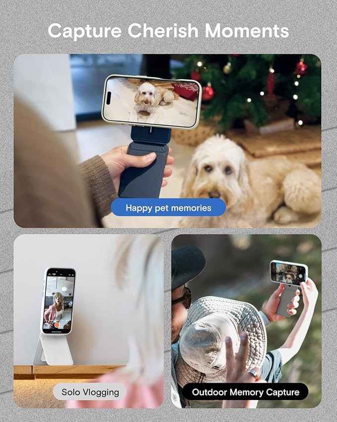 MOFT Phone Tripod Stand Selfie Stick for iPhone, Multi-Angles iPhone Stand, Lightweight & Portable Phone Holder, Strong Magnets, MOVAS Vegan Leather, Travel Essentials, Jet Black (Without Card Slot)