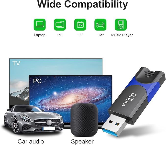 KEXIN 128GB Flash Drive USB 3.0 Thumb Drive 128 GB Memory Stick 3.0 Thumb Drives, 5 Pack Flash Drive 128G 3.0