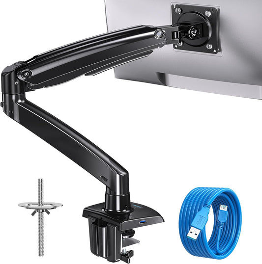 HUANUO Heavy Duty Monitor Arm for 40-Inch Ultrawide/Curved Screens, Full Motion Adjustable Monitor Mount with Aircraft-Grade Aluminum, Holds 26.4lbs, VESA 75x75/100x100mm