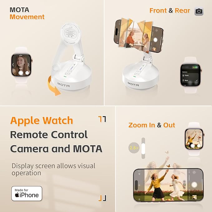 MOTA Auto Face Tracking Only for iPhone, Apple DockKit Certified, 360° Rotation Tripod for iPhone, No App Required, Phone Tripod Stand Holder for FaceTime, TikTok, YouTube