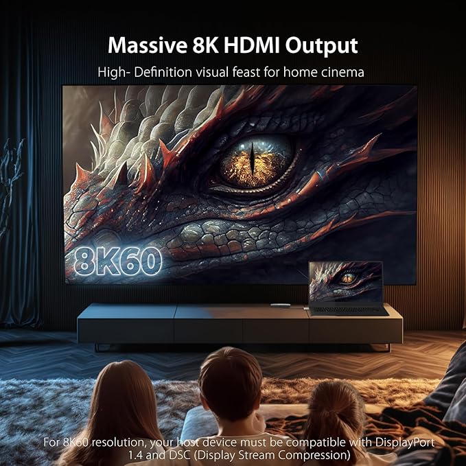 j5create 8K USB Type C to Dual HDMI Display Adapter - Single 8K60/4K144 or Dual 4K60 - Support MST Extended Mode, for Gamers and Professionals, Suitable for Windows Laptop (JCA465)