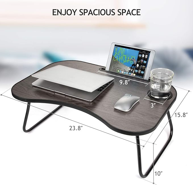 LORYERGO Lap Desk for Laptop, Laptop Lap Desk with Slot for Phone & Tablet, Lap Table for Bed, Suitable as Breakfast Tray, Writing Desk, Drawing Table for Floor & Bed
