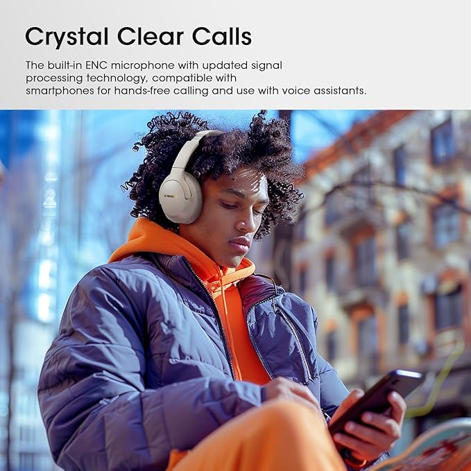 Bluetooth Headphones Over Ear, 80H Playtime Wireless Headphone with 3 EQ Modes, Built-in Mic, Deep Bass, HiFi Stereo Foldable Wireless Headset for iPhone PC Travel Workout (Light Gray)