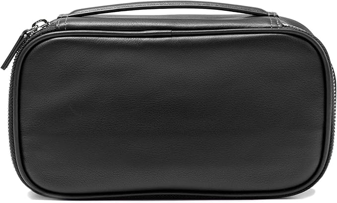 Leatherology Black Onyx Medium Travel Organizer - Zipped mesh storage pocket, elastic loops for organization, metal zipper with leather pull