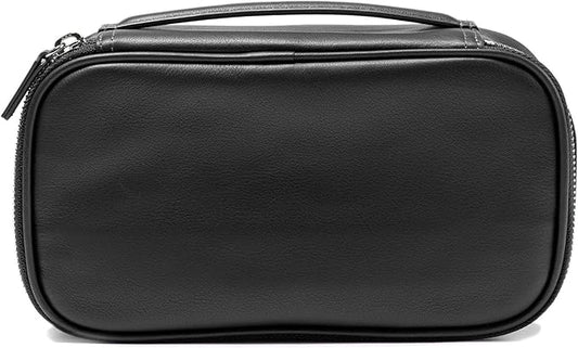 Leatherology Black Onyx Medium Travel Organizer - Zipped mesh storage pocket, elastic loops for organization, metal zipper with leather pull