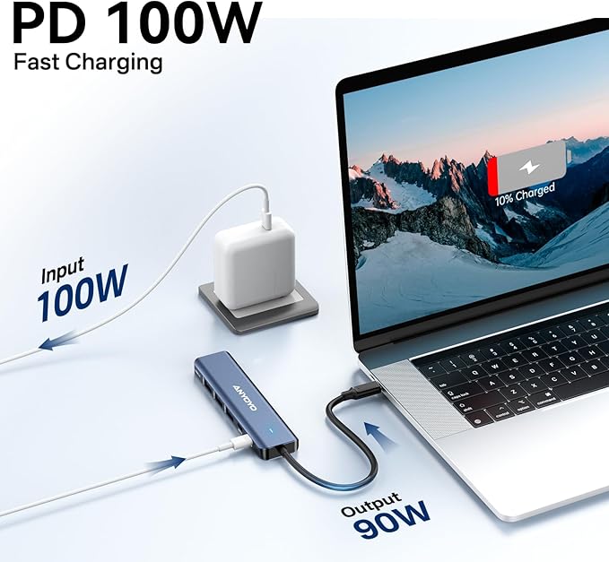ANYOYO Docking Station,6-in-1 USB C Multiport Adapter with 4K HDMI, 4*USB 5Gbps(3A+1C),100W PD Aluminum USB Hub for MacBook Pro/Air, Other Laptops and Devices （USB-C Does not Support Video Output）