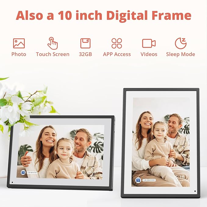 Digital Calendar Touch Screen 10 Inch, Electronic Calendar Chore Chart with 1080P Interactive Touchscreen for Family Monthly/Weekly/Daily Planner, Smart Calendar with Desk Mount - Black