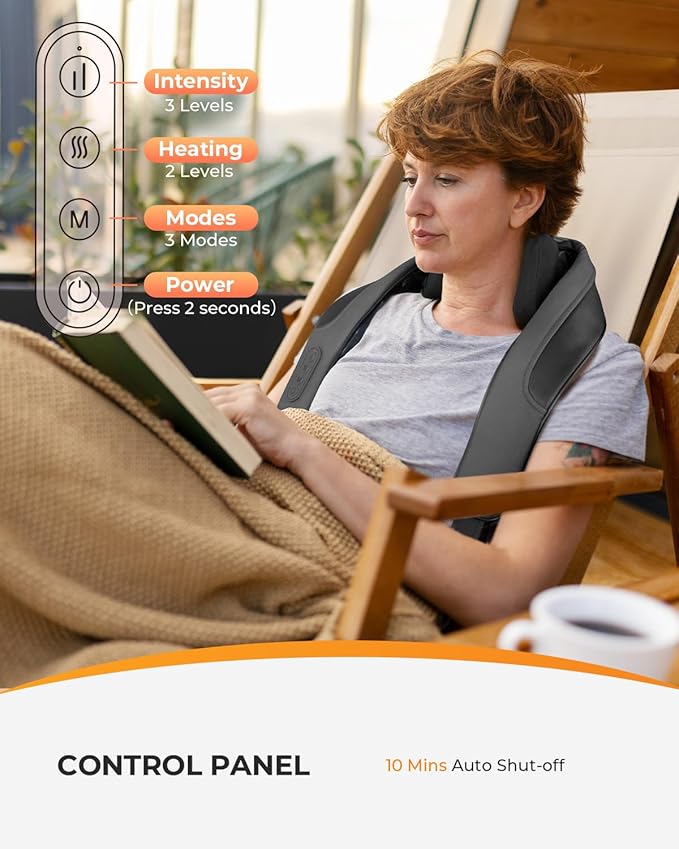 CooCoCo Upgraded Cordless Neck Massager - FSA Eligible, Back Massager for Pain Relief Deep Tissue,Shoulder Massager with Heat,6D Shiatsu Kneading,HSA Electric Rechargeable Massager,Gifts for Men Women