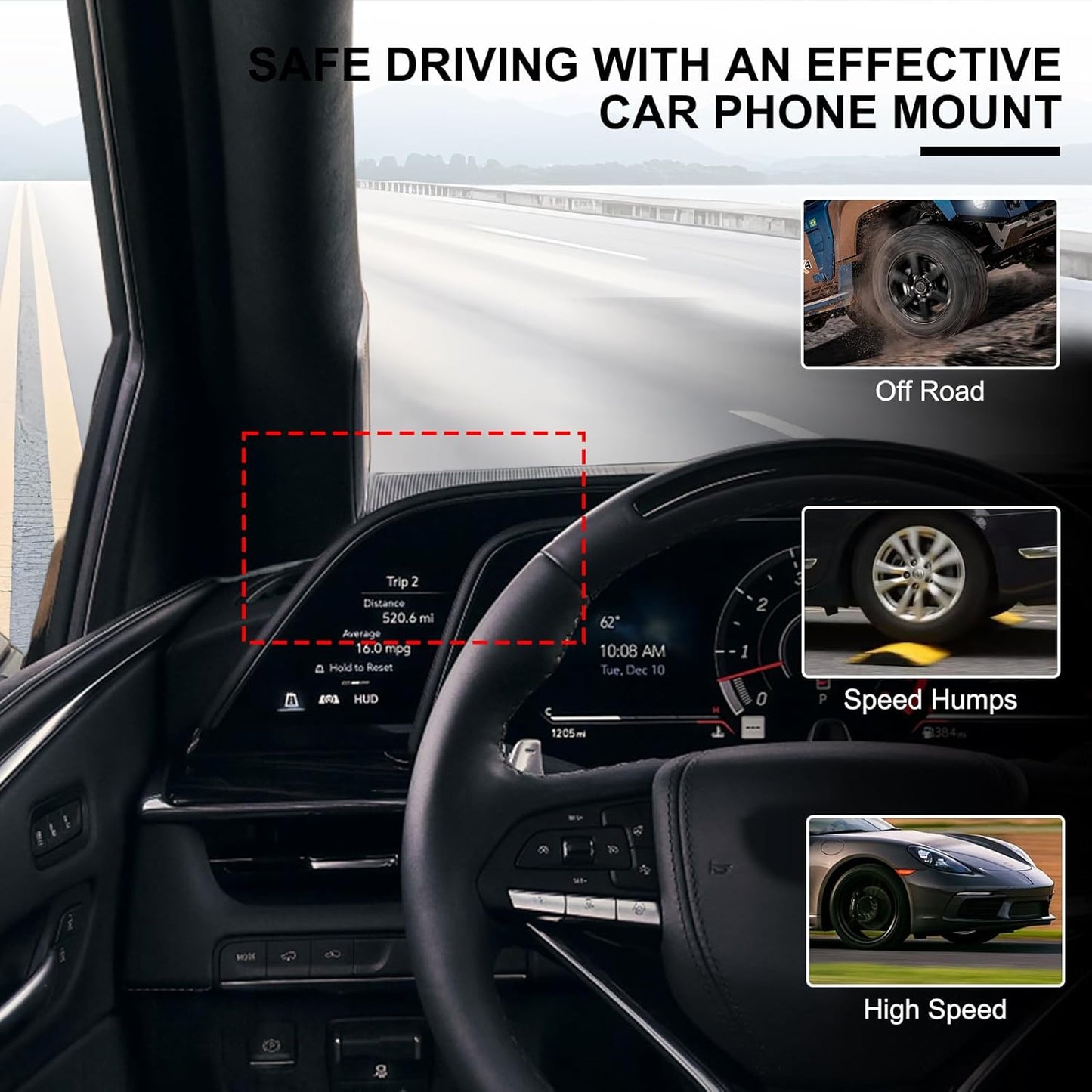 Car Phone Holder Compatible with Cadillac Escalade 2021 2022 2023 2024,Center Console Navigation Screen Dashboard Clip Cell Phone Cradles Car Phone Mount Accessories (C Style)