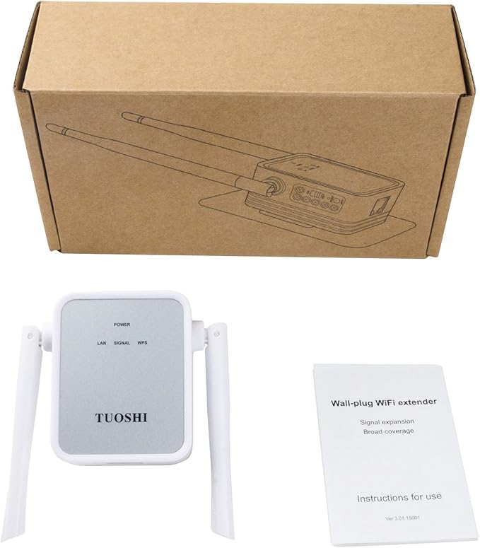 TS720W Wall-Plug WiFi Range Extender, 300Mbps Wireless Signal Booster, WiFi Repeater/Access Point/Router with High Gain Dual External Antennas & Ethernet Port-Wall Plug Design-WPS