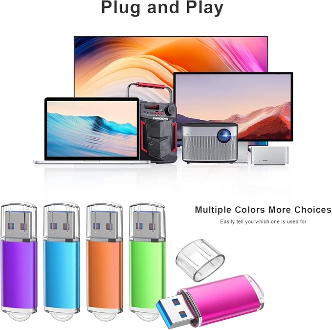 K&ZZ 32GB Flash Drive 10 Pack 32GB USB Drive Thumb Drive 32G 32 GB USB 3.0 Flash Drive USB Stick Zip Drives, Multicolored