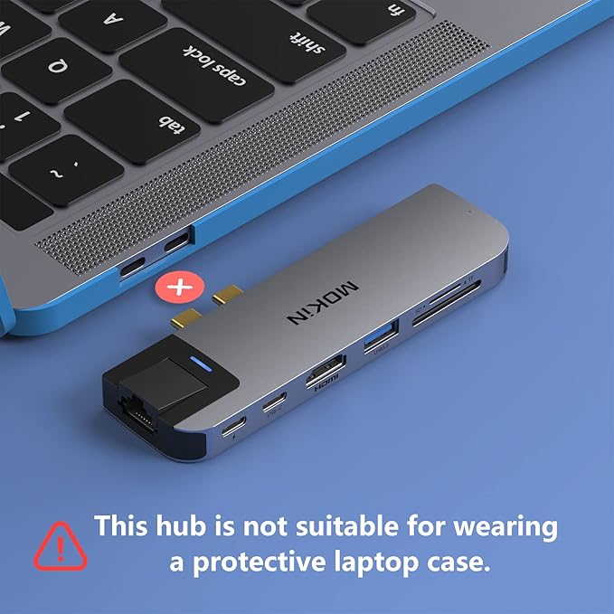 MOKiN USB C Multiport Adapter Hub Mac Dongle for MacBook Pro/Air with 4K HDMI Port, Gigabit ethernet, 2 USB, TF/SD Card Reader, USB-C 100W PD and Thunderbolt 3