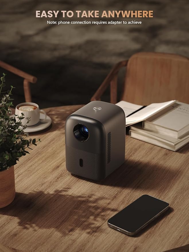 [Electric Focus] GROVIEW Mini Projector Bluetooth, Fully Sealed Portable Projector, 75% Zoom & Low Noise, Movie Projector for Phone/Laptop/Stick/HDMI/USB-Gray