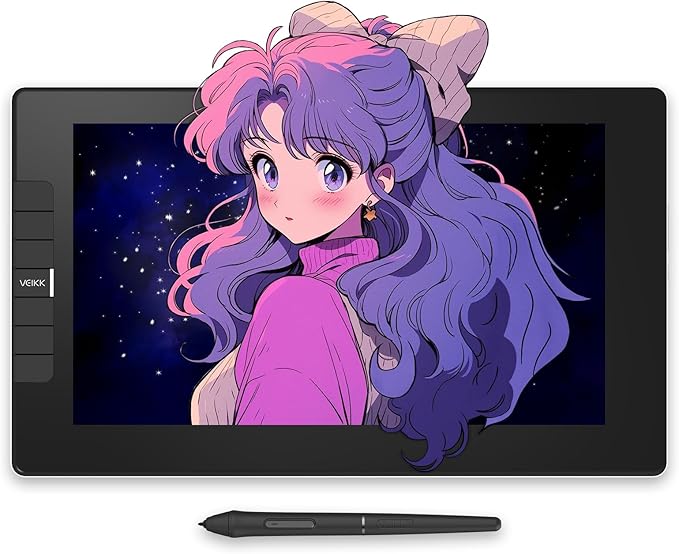 VEIKK VK1200 V2 Drawing Tablet with Screen,11.6-inch Full-Laminated Graphic Drawing Monitor,2 Battery-Free Pens with Tilt Function,6 Customizable Keys,Anti-Glare Glass(Must be Connected to PC to Work)