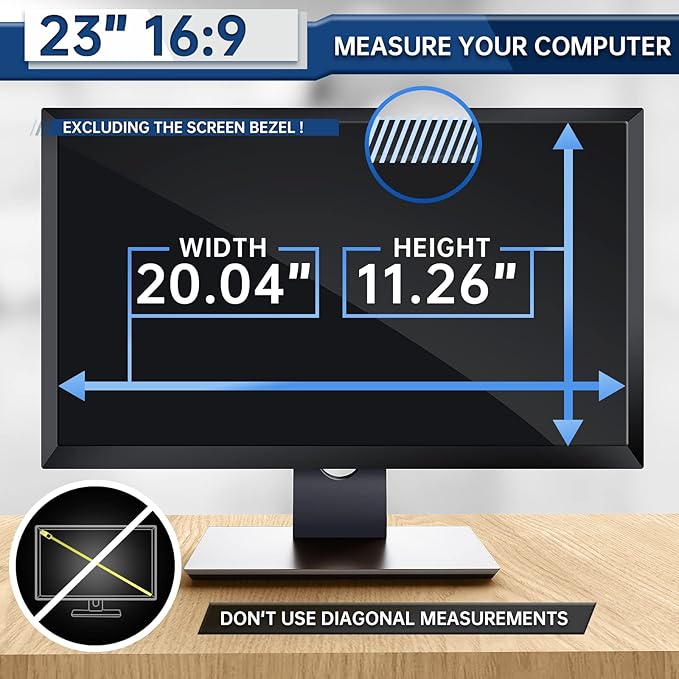 Privacy Screen Filter for 23 inch Widescreen Monitors - Computer Monitor Privacy Screen (16:9 20.04'x11.26')