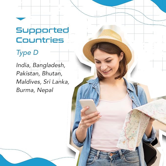 Ceptics India, Pakistan Travel Adapter - 4 Input - Ultra Compact - Light Weight - USA to Any Type D Countries Such as Bangladesh, Maldives and More - 4 Pack (PT-10-4PK)