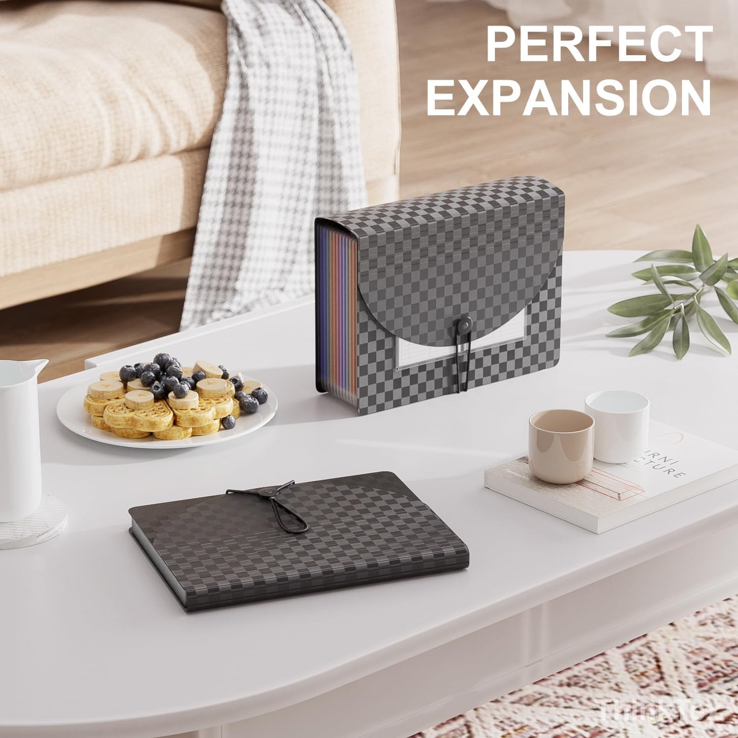 ThinkTex Accordion File Organizer, 12 - Pocket Expanding File Folders for Paper Receipts, Bills&Taxes Organizer, Portable Letter/A4 Size Document Holder for School, Office, Home with Colorful tabs