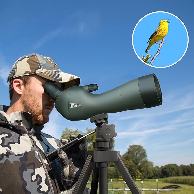 Emarth 20-60x60 45 Angled Spotting Scope for Target Shooting, w/14 Tripod/Phone Adapter/Carry Bag, 1.37lb, Waterproof Fogproof BAK4 Prism HD Spotting Scopes for Hunting Birding as Gift Bulk/Wholesale