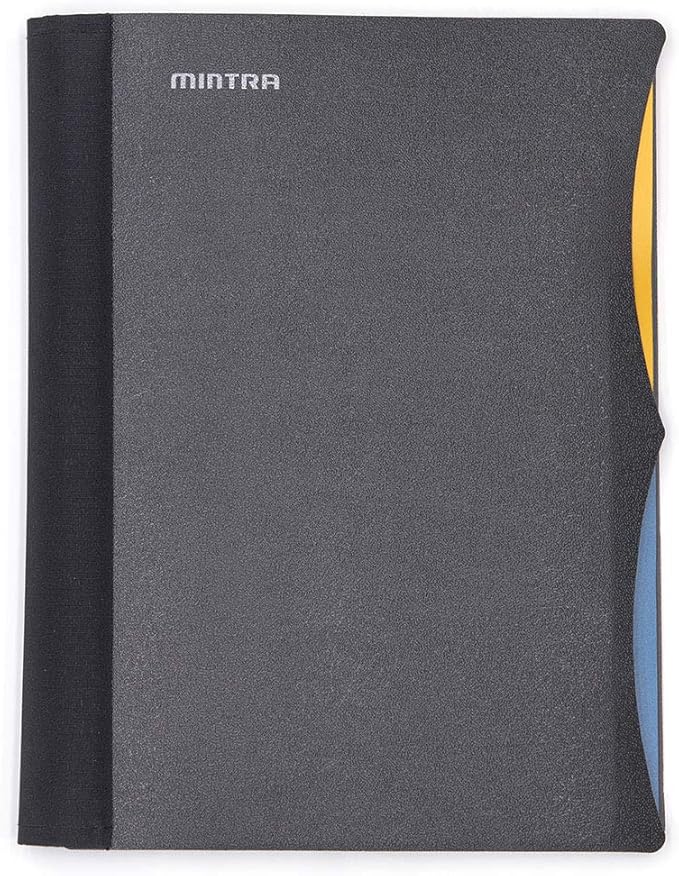 Mintra Office Durable PREMIUM Spiral Notebook, ((Black, 2 Subject (6in x 9.5in)), Wire, Fabric Covered Coils, No Snags, Removable Adjustable Pocket Dividers, Ruler, Organization, Customizable