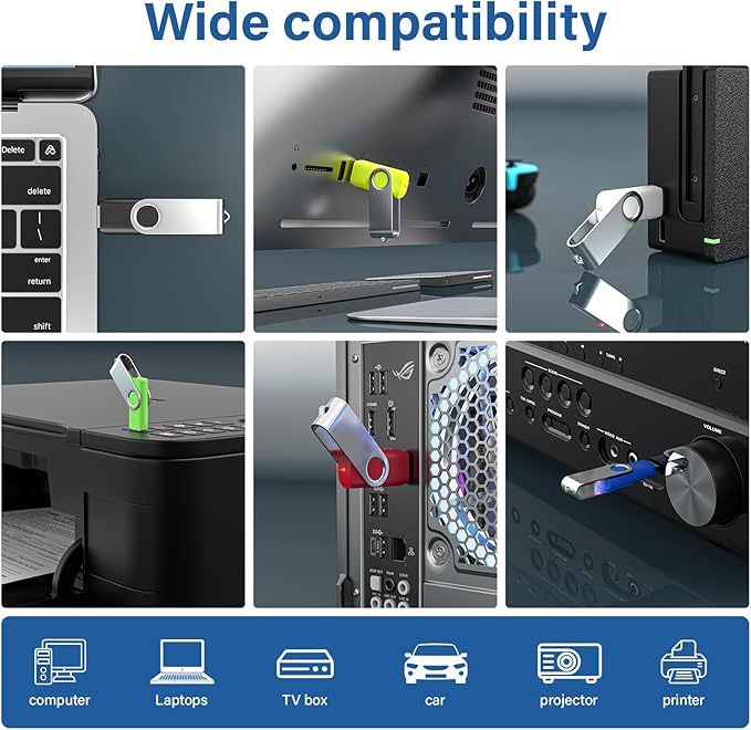 Flash Drives 2GB 20 Pack, Wooolken USB 2.0 Thumb Drives with Keychains Memory Stick USB Drive Pendrive for PC Laptop Computer (Mixcolors)