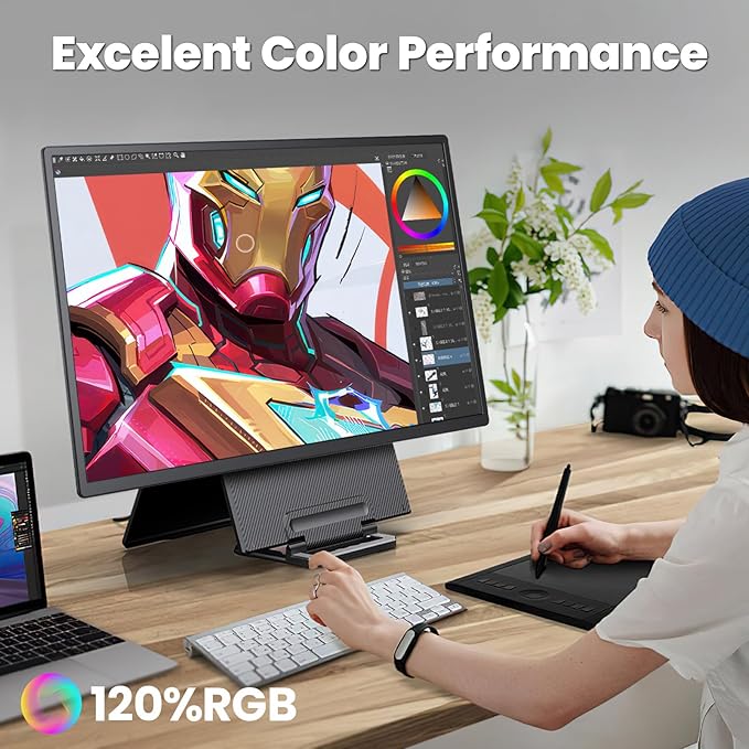 23.8” 4K Portable Monitor, UHD (3840*2160) 120% SRGB IPS FreeSync Gaming Moniter USB-C HDMI Large Work Home Office Second Monitor VESA Mountable, Adjustable Tilt & Height for Laptop, MacBook, PS4,Xbox