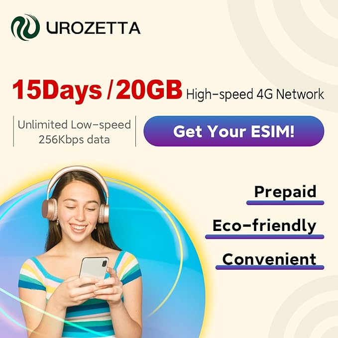Europe eSIM Card 20GB 15 Days - 4G LTE High-Speed Network, Prepaid eSIM for 30+ Countries (Including Switzerland), Hotspot Support, No Contract & No Physical SIM Card Needed (Local Carriers eSIM)