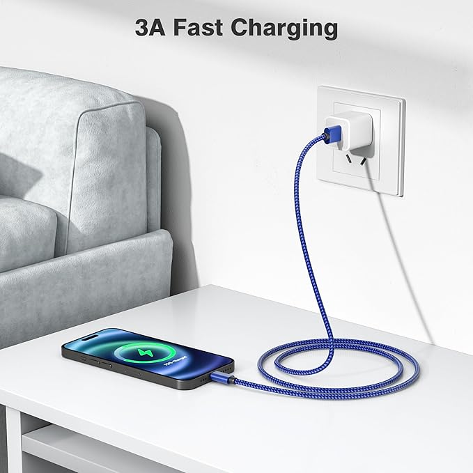 Elebase for Samsung Galaxy S25 Charger Cable 1.5/3.3/6.6FT 3Pack,USB A to Type C Charging Cord for Car,S24 S23 S22 Tab S10 S9 S8 S7 A9 A8 A7 Plus Ultra FE,Z Flip Fold,Kindle Fire HD Paperwhite Scribe