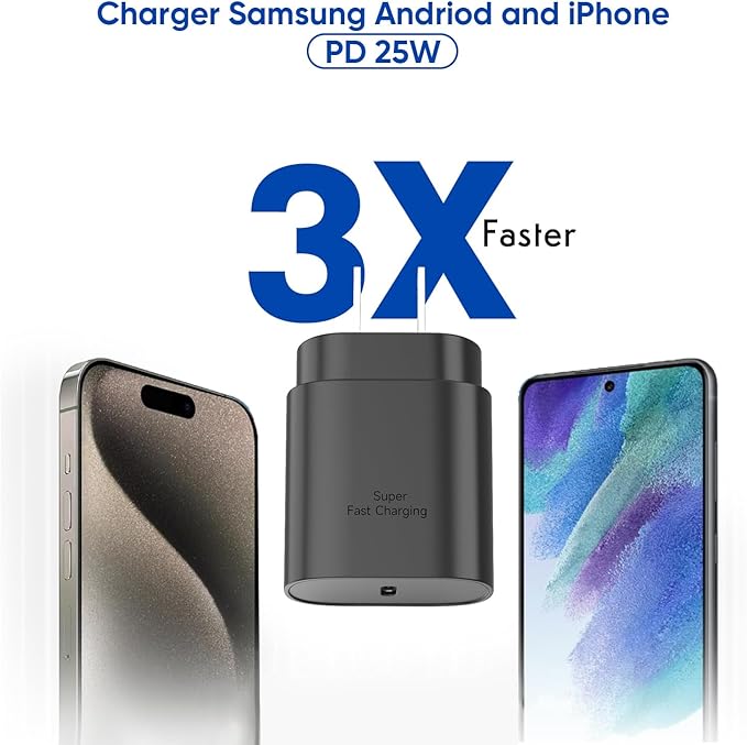 10FT Samsung Fast Charging Type C,2Pack 25W 10Foot Long Android Type C Phone Charger Block USBC to USBC Cable Fast Charging for Samsung Galaxy S25 Ultra/S25/S25+/S24+/S24 Ultra/S24/S23/iPhone 17 16 15