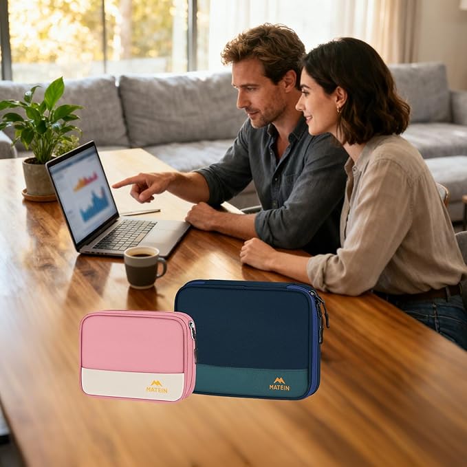 MATEIN Travel Cable Organizer Pouch, Scratch Resistant Portable Charger Case for Electronic Accessories, Travel Tech Bag for Cable, Guitar Picks, Cord Organizer Bag for Work & Office, 2 Pack