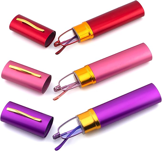 3 Pack Slim Pocket Reading Glasses for Men Women Blue Light Blocking Compact Readers Spring Hinge Metal Frame