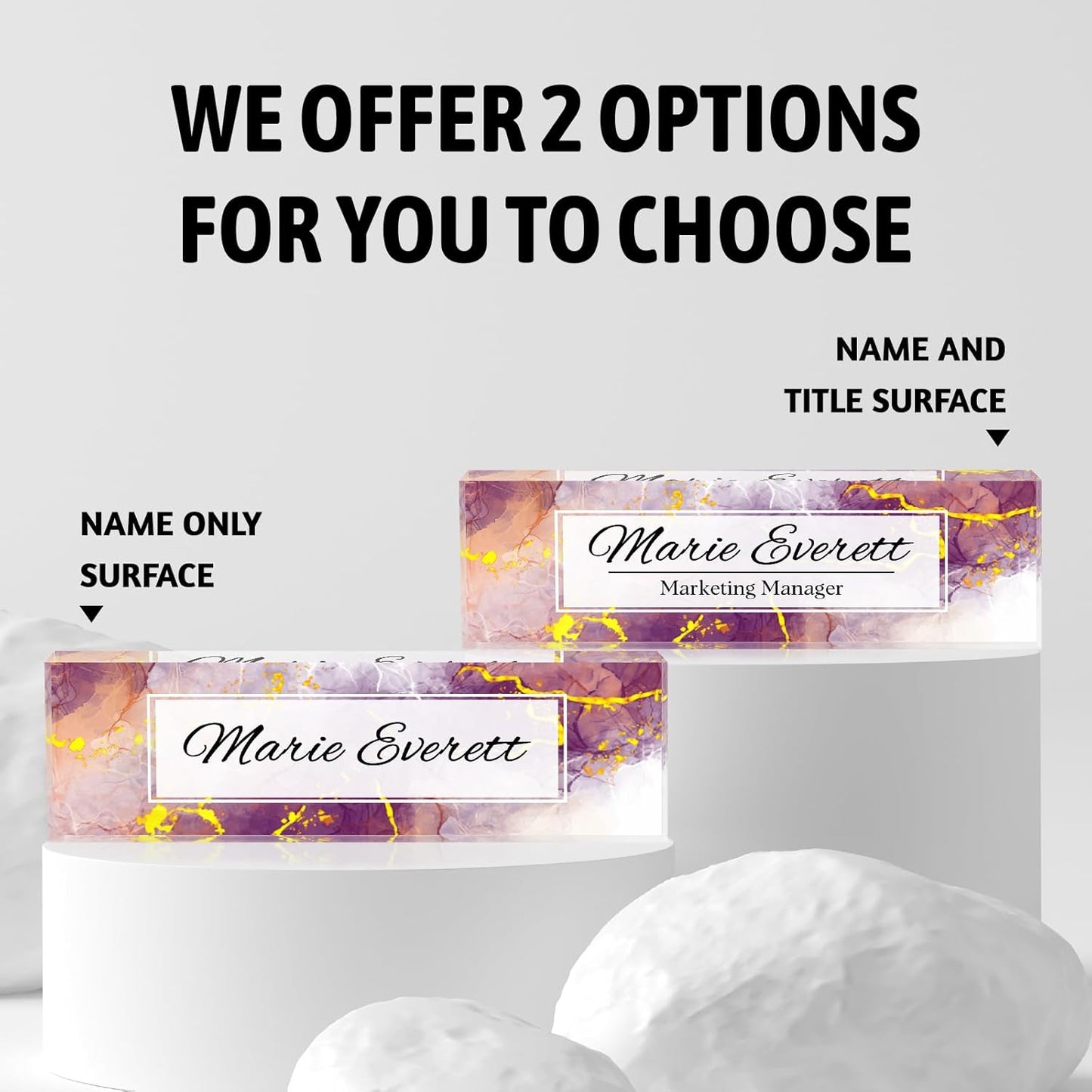 Office Desk Name Plate Personalized, Custom Name Plates for Desks, Name Plate Personalized for Office, Employee Appreciation Gifts (Pinkish Purple)