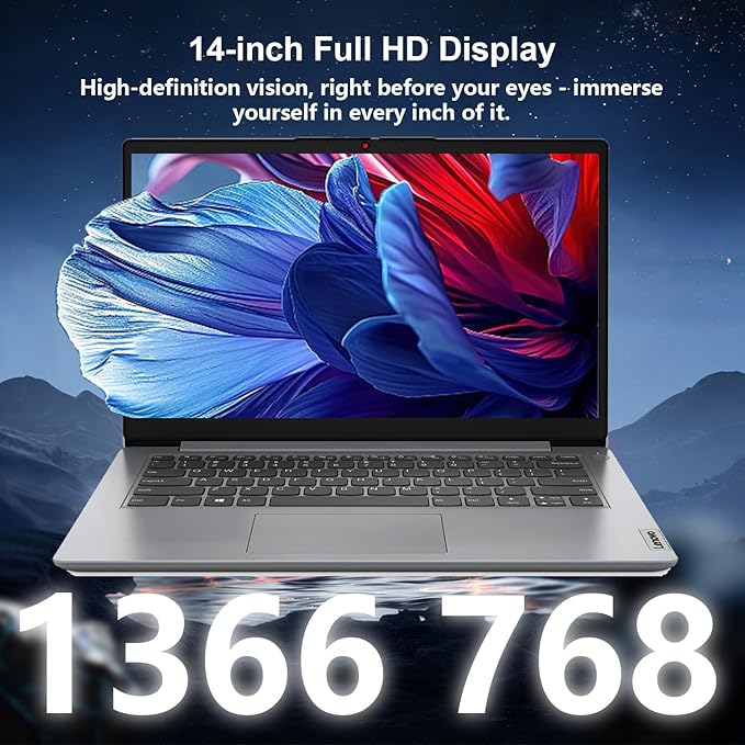 Lenovo IdeaPad 1 Everyday Laptop, 14" HD Display, 12GB RAM, 640GB Storage(128GB eMMC + 512GB PCIe), 1 Yr Office 365 Included, Intel Core Processor, Win 11 Home, Bundle with Thunderobot Wireless Mouse