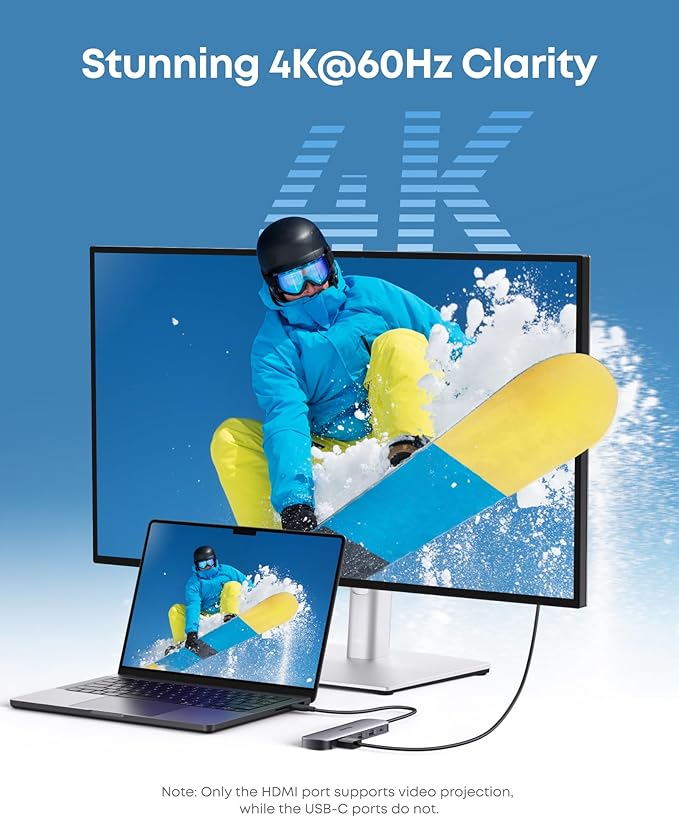 Anker USB C Hub, 7-in-1 Multi-Port USB Adapter for Laptops, 4K@60Hz USB C to HDMI Splitter, 85W Max Power Delivery, 3xUSBA & C 3.0 Data Ports, SD/TF Card, for Type C Devices (Charger Not Included)