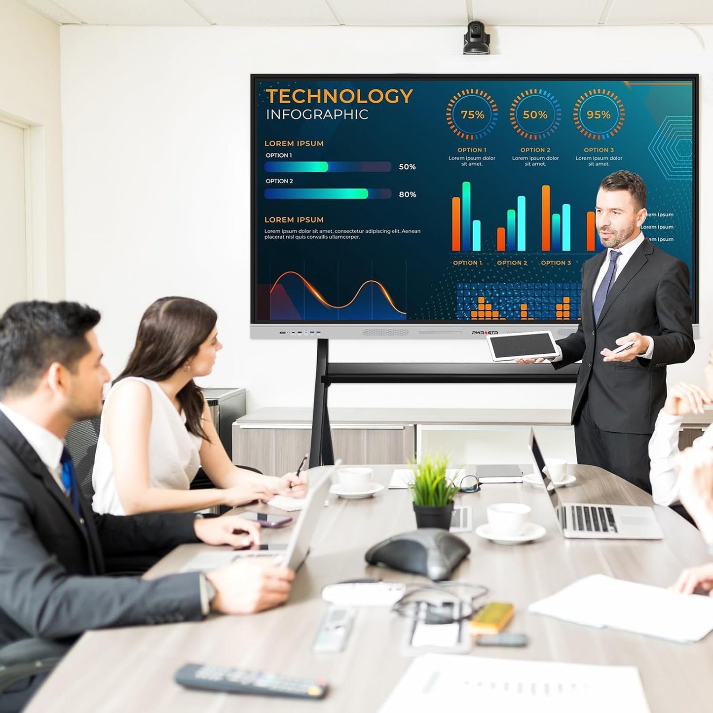 Smart Board | 65" Interactive Whiteboard | 4K UHD | Android 14 | 8+128GB | Digital Whiteboard, Electronic White Board for Classroom Home Office | Wall Mount Included