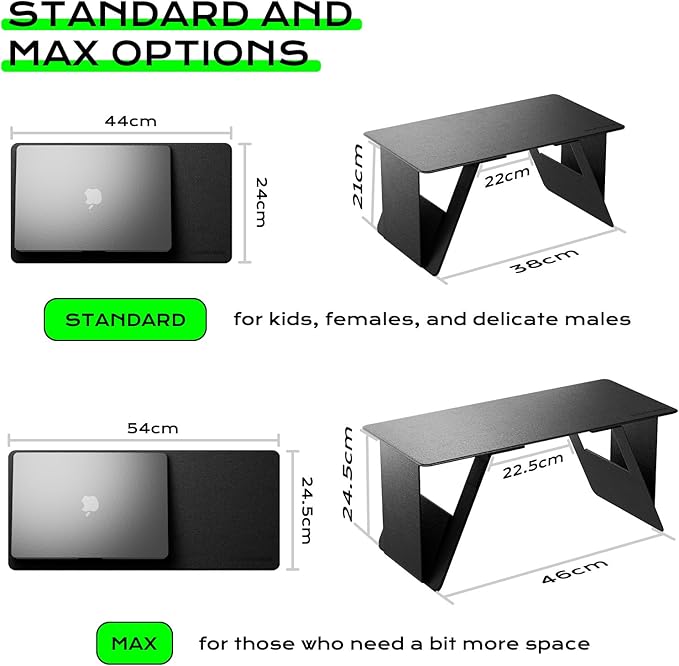 Foldable Laptop Desk Bed Computer Desk, FansDreams Pi Foldable and Portable Lap Desk, Portable Folding Lap Table, Standing Lightweight Travel Laptop Table for Study and Work (Black, Standard)