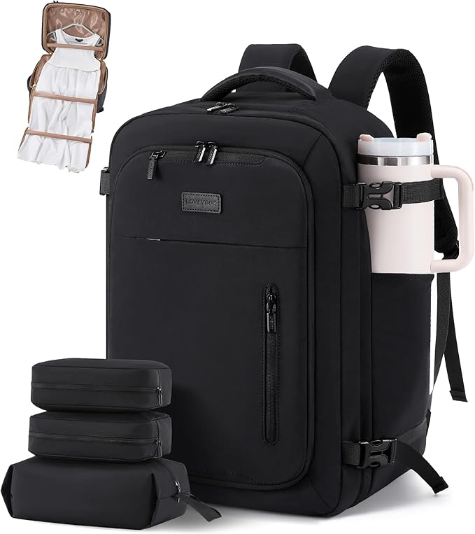 LOVEVOOK Travel Backpack for Women Men with Garment Bag, 40L Carry on Backpack as TSA Personal Item Flight Approved, Luggage Daypack Fits 17.3" Laptop, Overnight Business Weekender Travel Essential