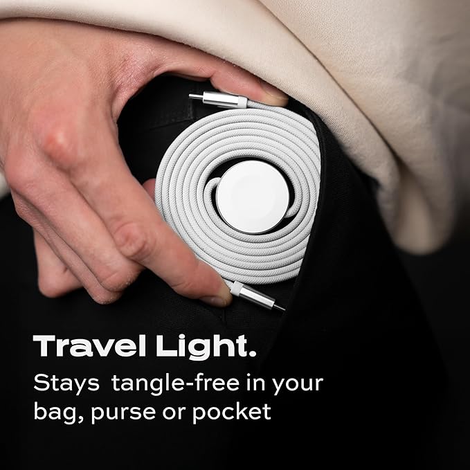 Statik MagStack Duo 2 in 1 USB C to USB C Cable Charging Station for SmartWatch & Phone, Magnetic Type C Charger Fast Charging Cord, Compatible w/Apple Watch & iPhone 15/16, Galaxy S21, 3FT