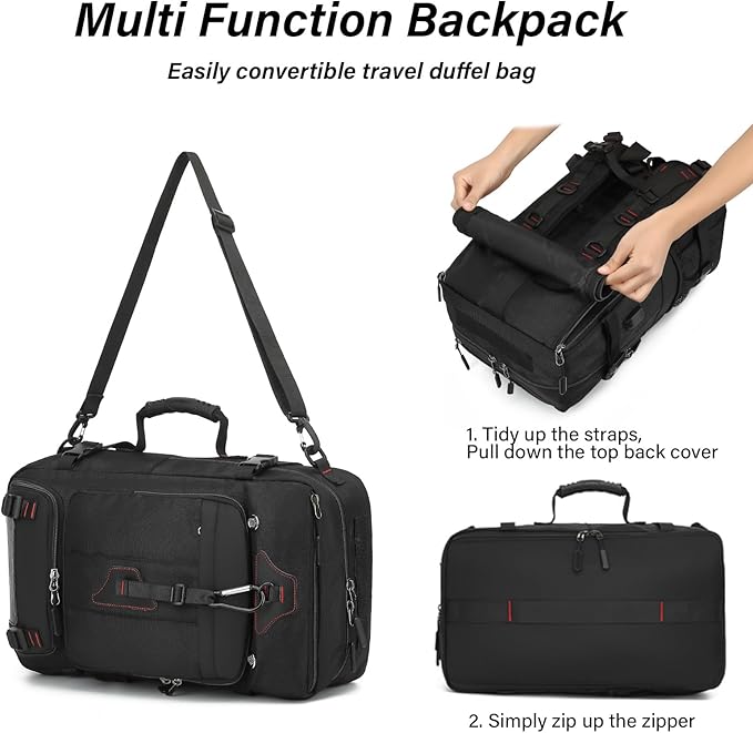 Travel Backpack for Men & Women, 60L Extra Large Backpack Durable Convertible Duffle Bag Fit for 18 Inch Laptop with Shoe Compartment, Wet Pocket