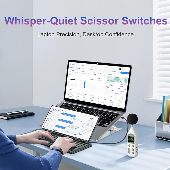 12.8" Portable Monitor Touchscreen with Keyboard, Screen Extender with Silent Portable Keyboard, USB-A Type-C Monitor for Laptop, Desktop, Mini PC, MacBook