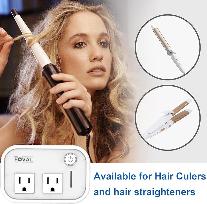 FOVAL Power Step Down 220V to 110V Travel Voltage Converter International Power Adapter for Hair Straightener/Curling Iron with 4-Port USB Charging US/UK/AU/EU Universal Plug Adapter (White)