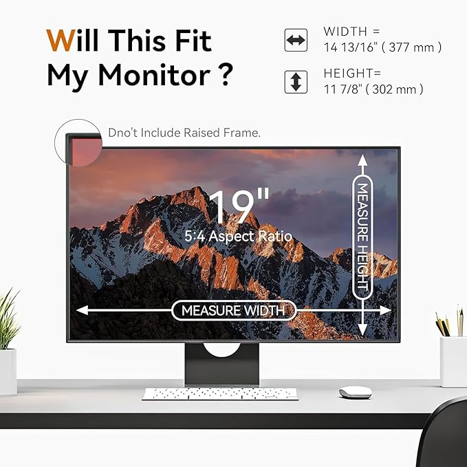[5-Pack] 19 Inch Computer Privacy Screen for 5:4 Widescreen Monitor, Anti Glare Anti-UV Eye Protection Desktop PC LED Monitor Filter, Removable Anti-Scratch Screen Film 19in