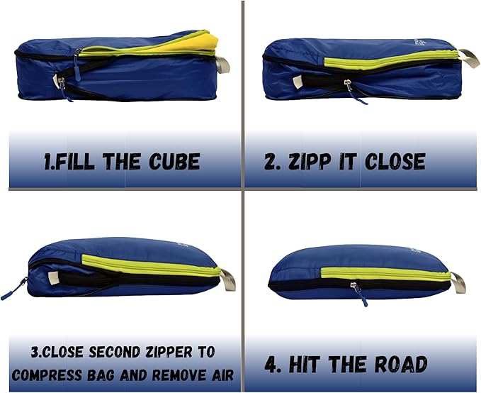 SUITEDNOMAD Ultralight Compression Packing Cubes Set, Suitcase and Backpack Travel Organizer Bags