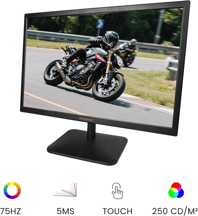 21.5 Inch Touchscreen Monitor FHD 1920x1080p IPS Screen, VESA Support, 10-Points Computer Touch Screen PC Display with Type-B HDMI VGA Port, 75Hz Desktop Touch Display, Black